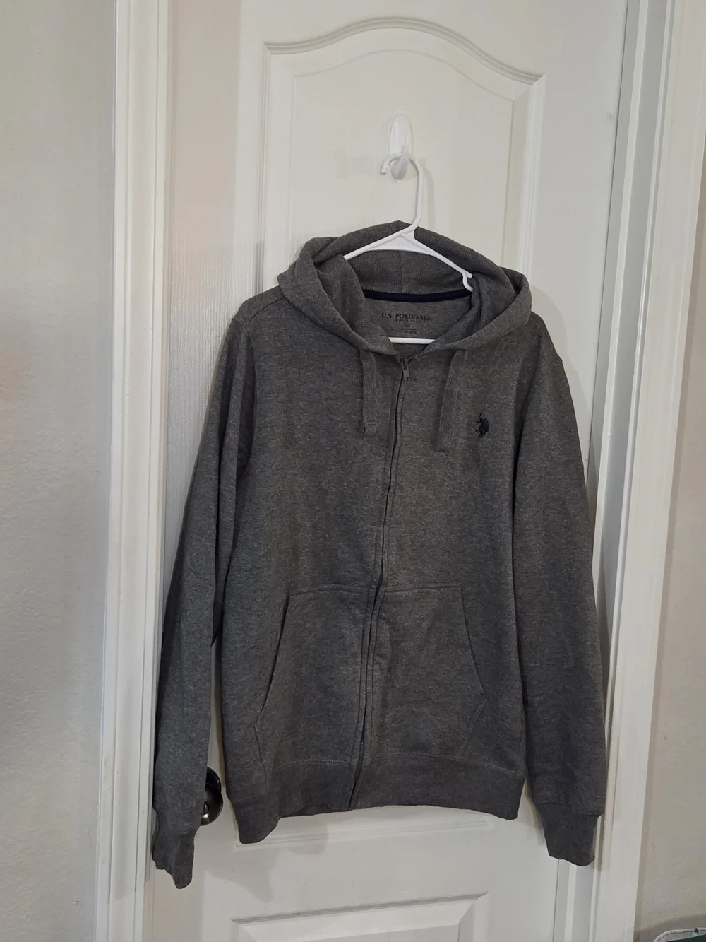U.S. Polo Assn. Men's Gray Full-Zip Hooded Sweatshirt Sz Medium EUC